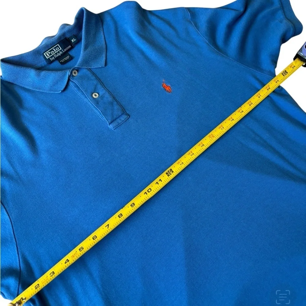 Ralph Lauren Men's Polo Shirt in Blue with Orange Embroidered Logo